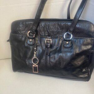 Giani Bernini Genuine Leather(W/Man made Trim) Large shoulder bag in Black